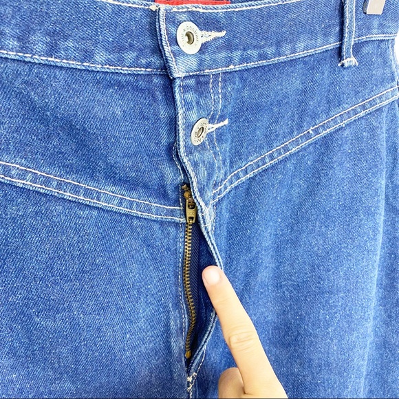 Vintage | 90's Bonjour Zip Front and Back Rigid Denim Skirt - Picture 2 of 8